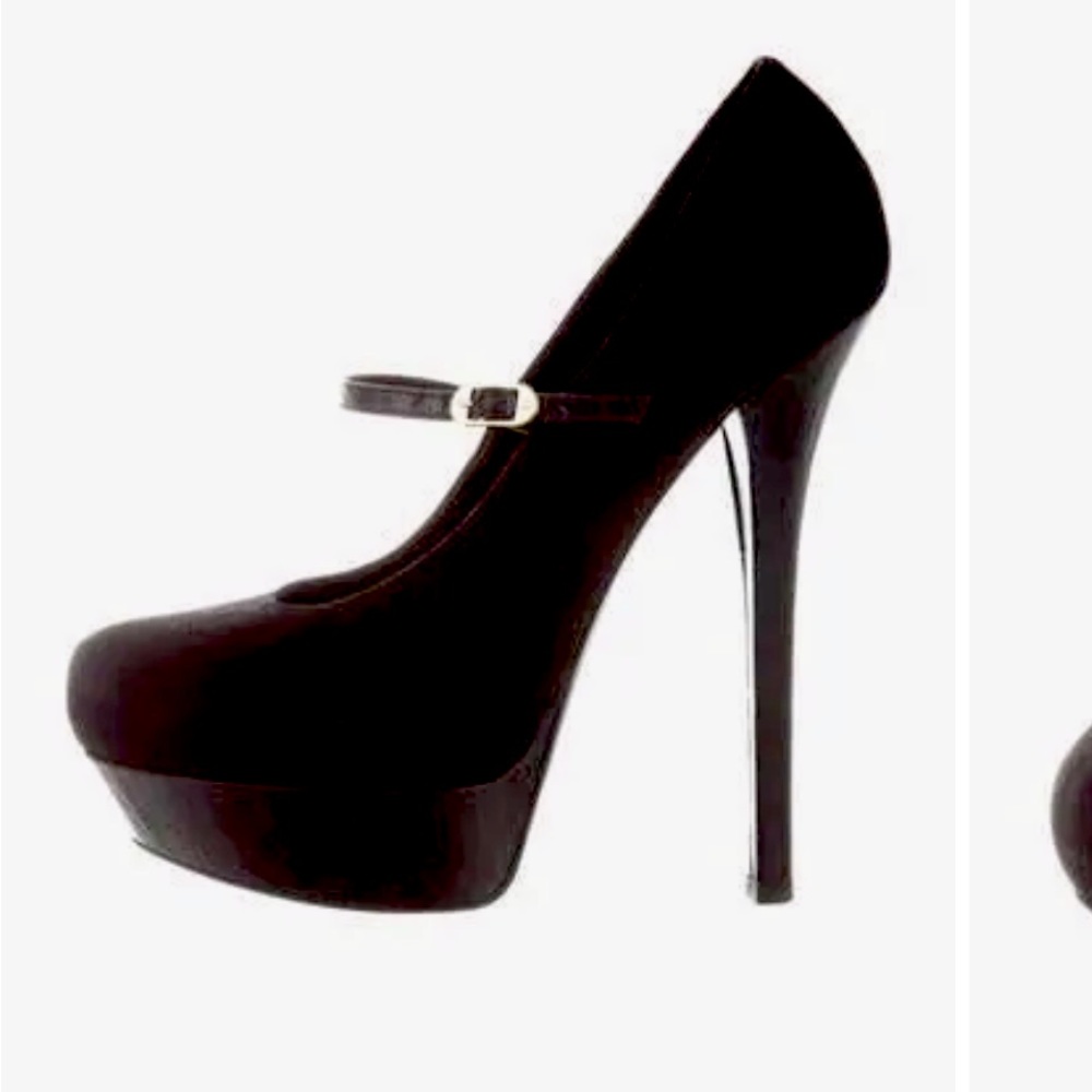 Fendi black suede pump platform heels 37 1/2